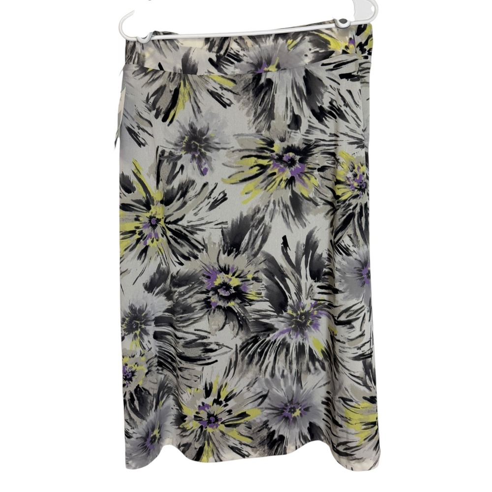 NEW Venezia L Multi Floral Midi Skirt Abstract Botanical A-Line Cottagecore Boho